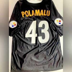 Men’s #43 Polamalu Pittsburgh Steelers Jersey, Large, Black/Gold